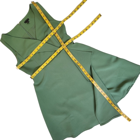 ANN TAYLOR Sage Green Sleeveless Knee-length Cascade Midi Dress - Size 4 - Picture 11 of 13